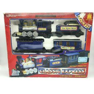 Vintage 1994 Toy State Train Set Classic Express Battery Operated Royal Blue 601